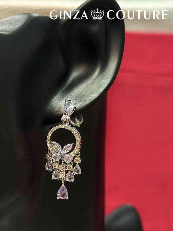 画像1: [ジュエリー][ピアス]シルバー×パープル・シルバー×クリア・ストーン・スタッドピアス[即日発送] (1)