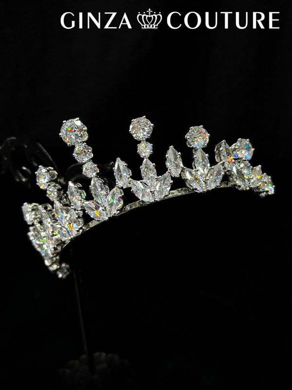 画像2: [ヘアアクセサリー]シルバー・ラインストーン・ビジュー・ヘアアクセサリー・髪飾り・王冠・ティアラ[即日発送] (2)