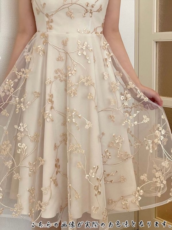 画像7: [SETTAN]ベージュ・刺繍・ノースリーブ・エレガント・Aライン・ミニドレス・ワンピース[即日発送][大きいサイズあり] (7)