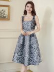 画像9: [送料無料][GINZA COUTURE]ピンク・ブラック・レッド・オレンジ・レオパード柄・ジャガード・ポケット付き・フレア・Aライン・ノースリーブ・ミディアムドレス・ワンピース[即日発送][大きいサイズあり] (9)