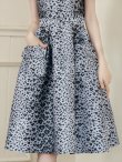 画像5: [送料無料][GINZA COUTURE]ブラック・レッド・オレンジ・ピンク・レオパード柄・ジャガード・ポケット付き・フレア・Aライン・ノースリーブ・ミディアムドレス・ワンピース[即日発送][大きいサイズあり] (5)