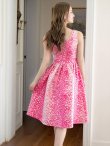 画像14: [送料無料][GINZA COUTURE]レッド・オレンジ・ピンク・ブラック・レオパード柄・ジャガード・ポケット付き・フレア・Aライン・ノースリーブ・ミディアムドレス・ワンピース[即日発送][大きいサイズあり] (14)
