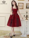 画像1: [送料無料][GINZA COUTURE]レッド・オレンジ・ピンク・ブラック・レオパード柄・ジャガード・ポケット付き・フレア・Aライン・ノースリーブ・ミディアムドレス・ワンピース[即日発送][大きいサイズあり] (1)
