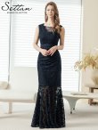 画像11: [送料無料][SETTAN]レッド・ネイビー・ホワイト・総レース・スパンコール・シアー・ギャザー・Vネック・ノースリーブ・ハイウエスト・タイト・マーメイド・ロングドレス[即日発送][大きいサイズあり] (11)