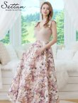 画像6: [送料無料][SETTAN]ベージュ×プリント・ヴィヴィットピンク・ライトピンク・ホワイト・プリント・オレンジ・Vネック・ノースリーブ・シンプル・サテン・上品・肩リボン・切替・Aライン・ロングドレス[即日発送][大きいサイズあり] (6)