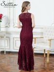 画像3: [送料無料][SETTAN]ワインレッド・総レース・シアー・ノースリーブ・エレガント・スリット・変形ヘム・フィッシュテール・タイト・マーメイド・ロングドレス[即日発送][大きいサイズあり] (3)
