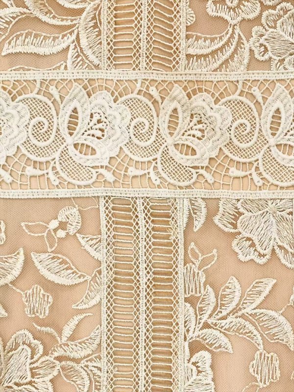 画像7: [送料無料][SETTAN]レッド・ベージュ・ホワイト・総レース・ノースリーブ・Vネック・総レース・ハイウエスト・タイト・マーメイド・ロングドレス[即日発送][大きいサイズあり] (7)