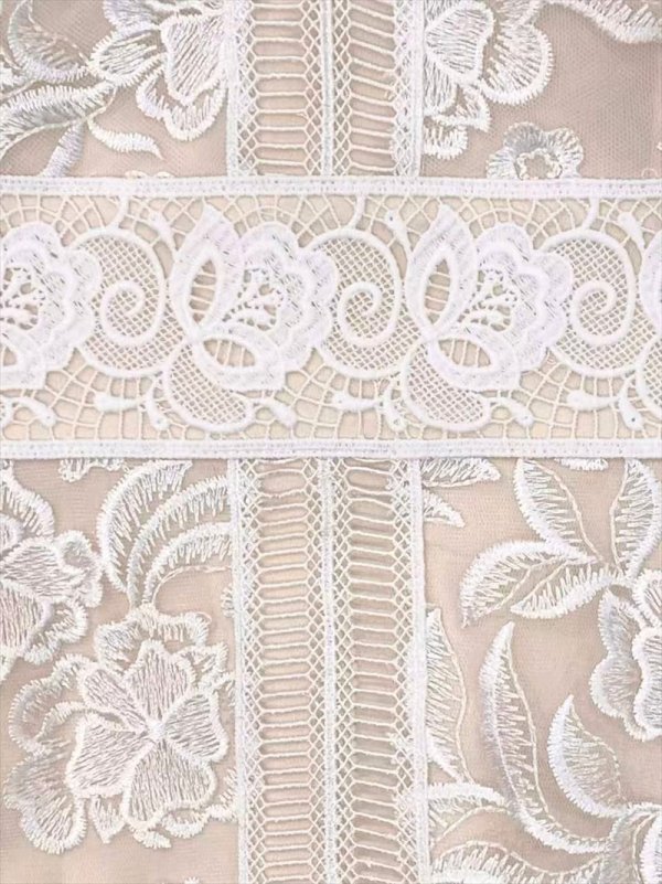 画像8: [送料無料][SETTAN]レッド・ベージュ・ホワイト・総レース・ノースリーブ・Vネック・総レース・ハイウエスト・タイト・マーメイド・ロングドレス[即日発送][大きいサイズあり] (8)