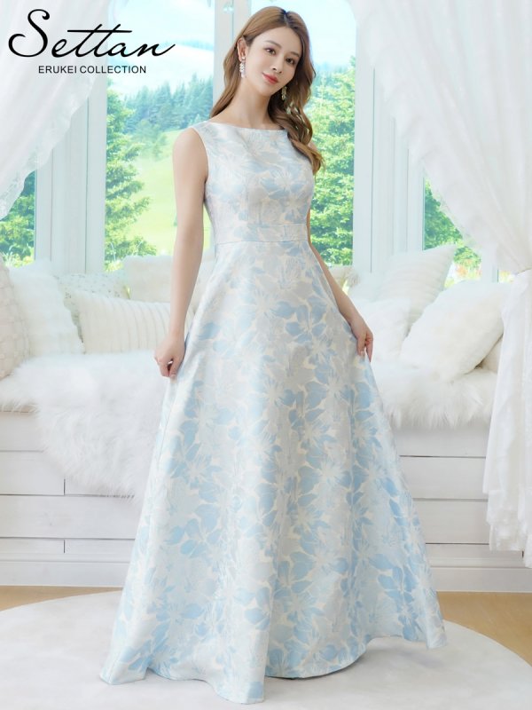 画像11: [送料無料][SETTAN]ピンク×シルバー・ブルー・ネイビー・ピンク×ゴールド・花柄・ラメ・ノースリーブ・フレア・Aライン・ロングドレス[即日発送][大きいサイズあり] (11)