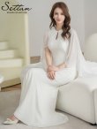 画像6: [送料無料][SETTAN]ホワイト・ワンカラー・シンプル・ ケープ・ノースリーブ・マーメイド・ロングドレス[即日発送][大きいサイズあり] (6)