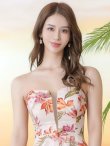 画像4: [送料無料][SETTAN]プリント・ベア・ボタニカル・花柄・胸元カット・編み上げ・Aライン・ノースリーブ・ロングドレス[即日発送][大きいサイズあり] (4)