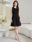 画像5: [送料無料][GINZA COUTURE]ブラック・ホワイト・ワンカラー・シンプル・ラインストーン・スパンコール・ポケット・ノースリーブ・Aライン・ミニドレス・ワンピース[即日発送][大きいサイズあり] (5)