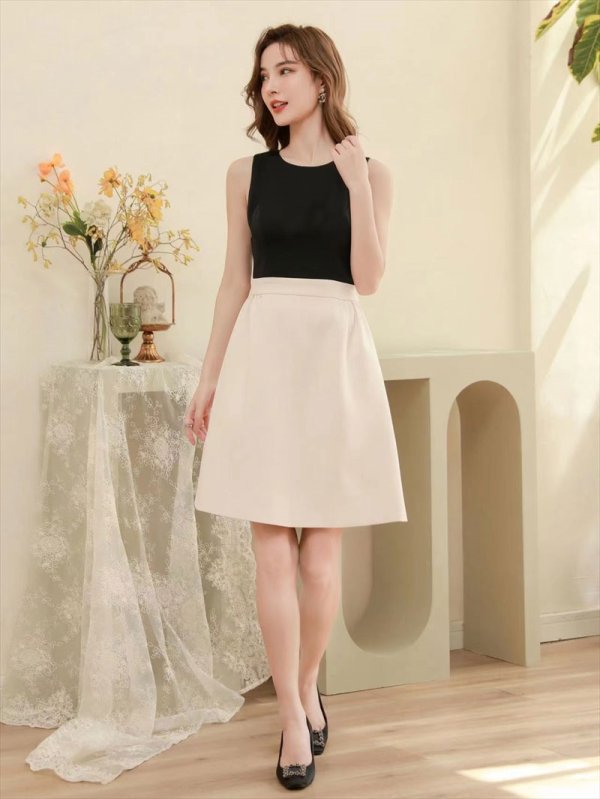 画像6: [送料無料][SETTAN]ブラック×ホワイト・バックリボン・リボン・バイカラー・ノースリーブ・ミニドレス・ワンピース[即日発送][大きいサイズあり] (6)