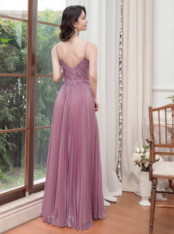 画像16: [送料無料][SETTAN]ホワイト・グリーン・パープル・キャミソール・プリーツ・レース・ビーズ・シアー・エレガント・ロングドレス[即日発送][大きいサイズあり] (16)