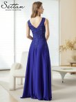画像3: [送料無料][SETTAN]ロイヤルブルー・ネイビー・ホワイト・ベージュ・ワインレッド・エレガント・レース・金糸・ラインストーン・シアー・Aライン・ロングドレス[即日発送][大きいサイズあり] (3)