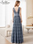 画像3: [送料無料][SETTAN]シルバー×ブラック・ベージュ×ブラック・Vネック・刺繍・レース・ノースリーブ・Aライン・セクシー・ロングドレス[即日発送][大きいサイズあり] (3)