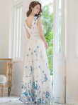 画像3: [送料無料][SETTAN]ブルー・パープル・ホワイト・ベージュシフォン・花柄・フラワープリント・Aライン・Vネック・ノースリーブ・ロングドレス[即日発送][大きいサイズあり] (3)