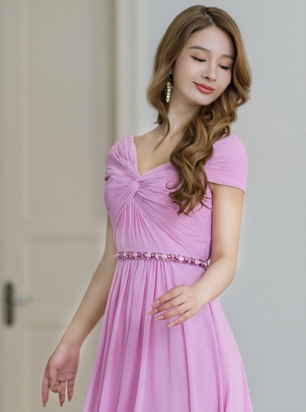 画像10: [送料無料][SETTAN]イエロー・パープル・ワンカラー・シフォン・ビジュー・シンプル・オフショルダー・Aライン・ロングドレス[即日発送][大きいサイズあり] (10)