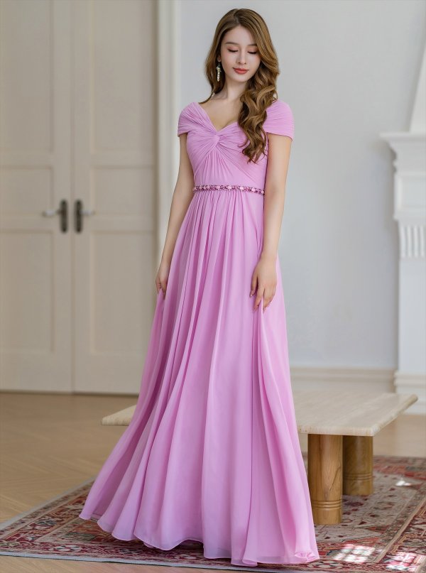 画像11: [送料無料][SETTAN]イエロー・パープル・ワンカラー・シフォン・ビジュー・シンプル・オフショルダー・Aライン・ロングドレス[即日発送][大きいサイズあり] (11)