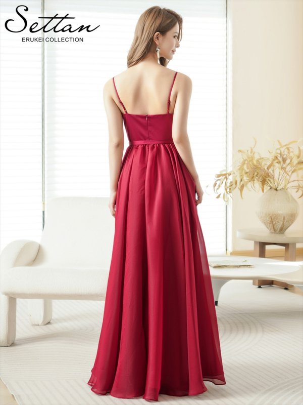 画像3: [送料無料][SETTAN]アンゴラレッド・グリーン・オレンジ・ホワイト・シフォン・ワンカラー・キャミソール・リボンベルト・Aライン・フレア・ロングドレス[即日発送][大きいサイズあり] (3)