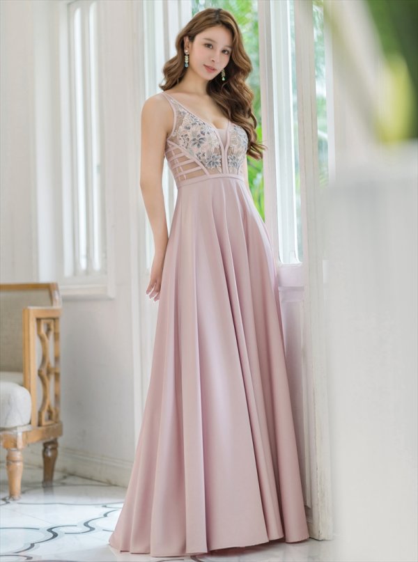 画像14: [送料無料][SETTAN]ワインレッド・アイボリー・ピンク・ネイビー・刺繍・セクシー・シースルー・Aライン・ロングドレス[即日発送][大きいサイズあり] (14)