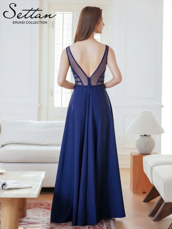 画像19: [送料無料][SETTAN]ワインレッド・アイボリー・ピンク・ネイビー・刺繍・セクシー・シースルー・Aライン・ロングドレス[即日発送][大きいサイズあり] (19)