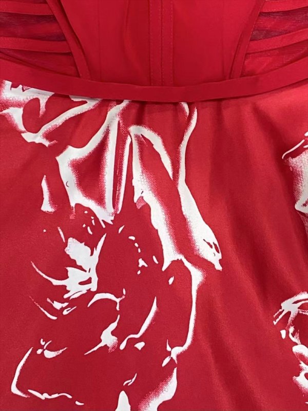 画像7: [送料無料][SETTAN]ブラック×ホワイト・ワインレッド×ホワイト・薔薇・花柄・プリント・サテン・セクシー・シースルー・ノースリーブ・Aライン・ロングドレス[即日発送][大きいサイズあり] (7)