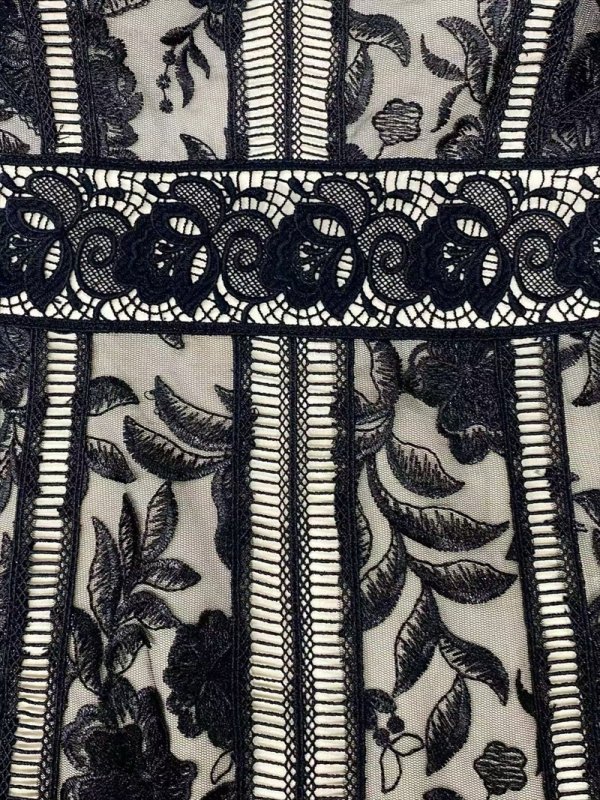 画像7: [送料無料][SETTAN]ホワイト・ブラック・Vネック・フリルスリーブ・総レース・ハイウエスト・タイト・マーメイド・ロングドレス[即日発送][大きいサイズあり] (7)