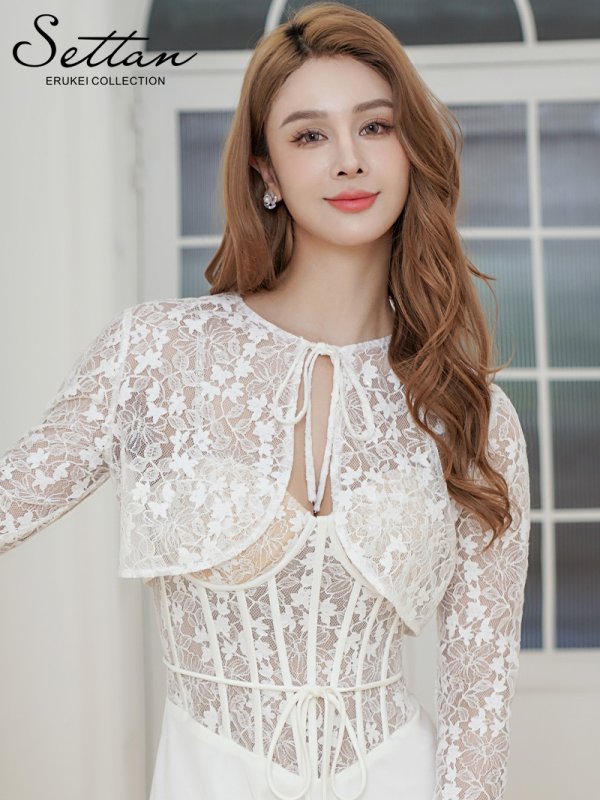 画像10: [送料無料][SETTAN]ブラック・ホワイト・2way・コルセット風・ボレロ・キャミソール・レース・ラインストーン・スパンコール・Aライン・ミニドレス・ワンピース[大きいサイズあり] (10)