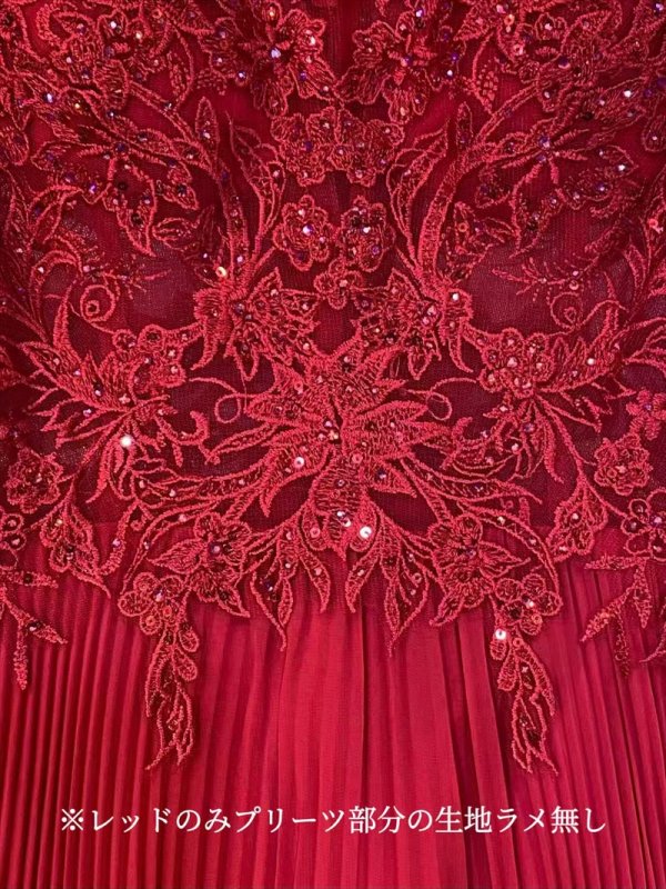 画像7: [送料無料][SETTAN]レッド・イエロー・ホワイト・ノースリーブ・ラメ・ラインストーン・プリーツ・刺?・レース・シアー・エレガント・Aライン・ロングドレス[即日発送][大きいサイズあり] (7)