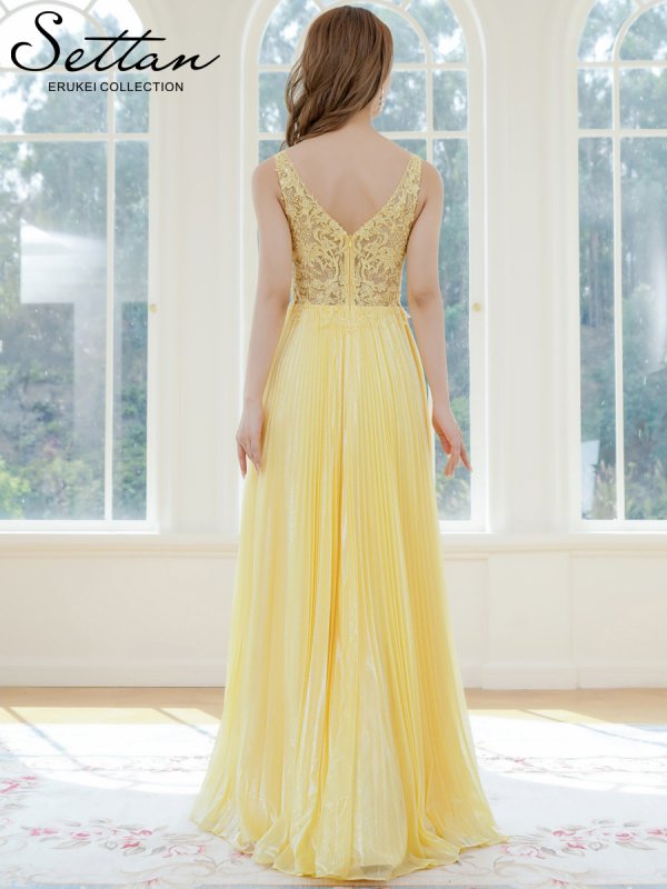 画像10: [送料無料][SETTAN]レッド・イエロー・ホワイト・ノースリーブ・ラメ・ラインストーン・プリーツ・刺?・レース・シアー・エレガント・Aライン・ロングドレス[即日発送][大きいサイズあり] (10)
