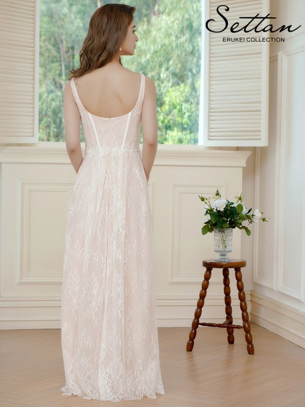 画像3: [送料無料][SETTAN]ホワイト・総レース・コルセット・ビーズ・スパンコール刺繡・エレガント・ノースリーブ・Aライン・ロングドレス[即日発送][大きいサイズあり] (3)