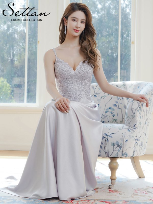 画像6: [送料無料][SETTAN]シルバー・キャミソール・ラインストーン・刺繡・レース・エレガント・Aライン・ロングドレス[即日発送][大きいサイズあり] (6)