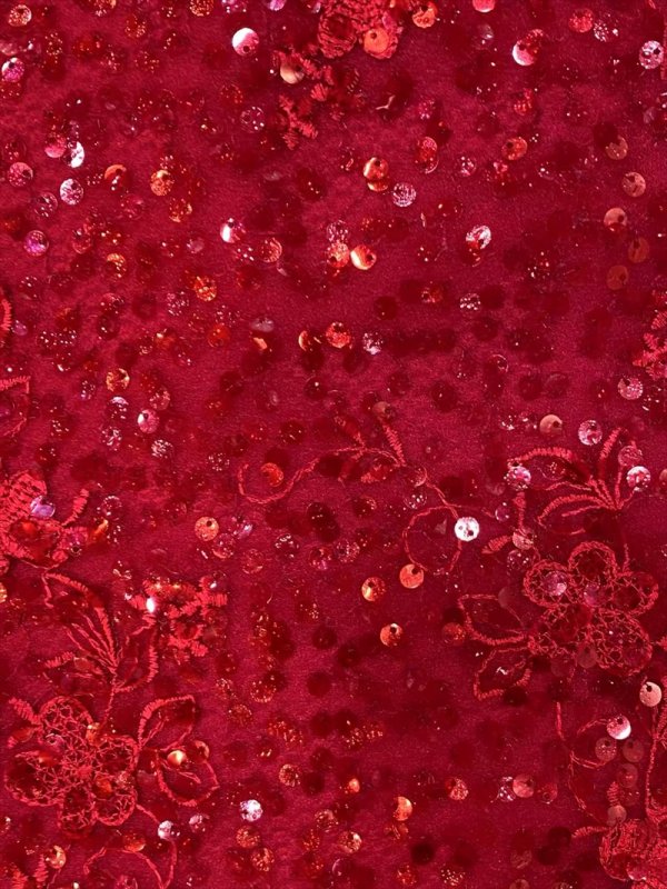 画像7: [送料無料][SETTAN]アイボリー・ワインレッド・総レース・総スパンコール・刺繡・Vネック・ノースリーブ・フレア・Aライン・ロングドレス[即日発送][大きいサイズあり] (7)