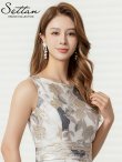 画像4: [送料無料][SETTAN]ゴールド×グレー・ノースリーブ・ラウンドネック・花柄・フラワー・フレア・Aライン・ロングドレス[即日発送][大きいサイズあり] (4)
