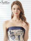 画像4: [送料無料][SETTAN]シルバー×ネイビー・ベア・ジャガード・金糸・花柄・Aライン・切替・フレア・ロングドレス[即日発送][大きいサイズあり] (4)