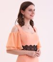 画像12: [送料無料][GINZA COUTURE]グリーン・オレンジ・ホワイト・オープンショルダー・ポイントレース・無地・タイト・ミニドレス・ワンピース[即日発送][大きいサイズあり] (12)