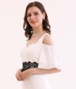 画像13: [送料無料][GINZA COUTURE]グリーン・オレンジ・ホワイト・オープンショルダー・ポイントレース・無地・タイト・ミニドレス・ワンピース[即日発送][大きいサイズあり] (13)