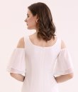 画像15: [送料無料][GINZA COUTURE]グリーン・オレンジ・ホワイト・オープンショルダー・ポイントレース・無地・タイト・ミニドレス・ワンピース[即日発送][大きいサイズあり] (15)
