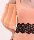 画像18: [送料無料][GINZA COUTURE]グリーン・オレンジ・ホワイト・オープンショルダー・ポイントレース・無地・タイト・ミニドレス・ワンピース[即日発送][大きいサイズあり] (18)