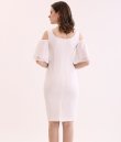 画像9: [送料無料][GINZA COUTURE]グリーン・オレンジ・ホワイト・オープンショルダー・ポイントレース・無地・タイト・ミニドレス・ワンピース[即日発送][大きいサイズあり] (9)