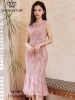 画像7: [送料無料][GINZACOUTURE]ホワイト・ピンク・パープル・ブラウン・フラワーレース・レース・ノースリーブ・マーメイドライン・ミディアムドレス・ワンピース[即日発送][大きいサイズあり] (7)