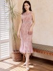 画像5: [送料無料][GINZA COUTURE]ピンク・パープル・ブラウン・ホワイト・レース・ノースリーブ・マーメイドライン・ミディアムドレス・ワンピース[即日発送][大きいサイズあり] (5)