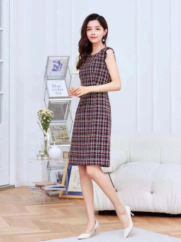 画像9: [送料無料][ERUKEI]ホワイト・ネイビー・ツイード・フリンジ・Aライン・ミニドレス・ワンピース[即日発送][大きいサイズあり] (9)