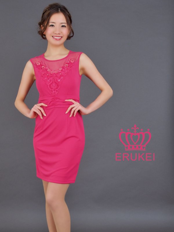 画像7: [送料無料][ERUKEI]グリーン・ピンク・ブラック・ラインストーン・刺繍・ウエストシャーリング・タイト・ミニドレス・ワンピース[即日発送][大きいサイズあり] (7)