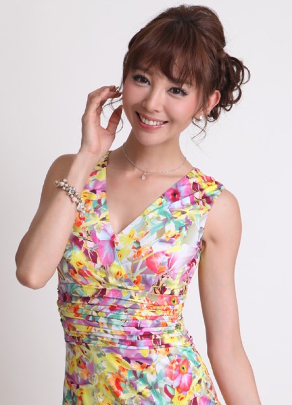 画像4: [送料無料][ERUKEI]カラフル・フラワープリント・ミニドレス・ワンピース[即日発送][大きいサイズあり] (4)