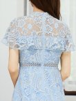 画像6: [送料無料][SETTAN]ブルー・グリーン・ホワイト・ブラウン・ネイビー・ワインレッド・総レース・シースルー・首元リボン・ミディアムドレス・ワンピース[即日発送][大きいサイズあり] (6)