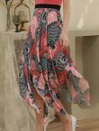 画像5: [送料無料][SETTAN]ピンク・オレンジ・アシメントリー・ポップ系スカーフ柄・Vネック・ノースリーブ・Aライン・ミディアムドレス・ワンピース[即日発送][大きいサイズあり] (5)