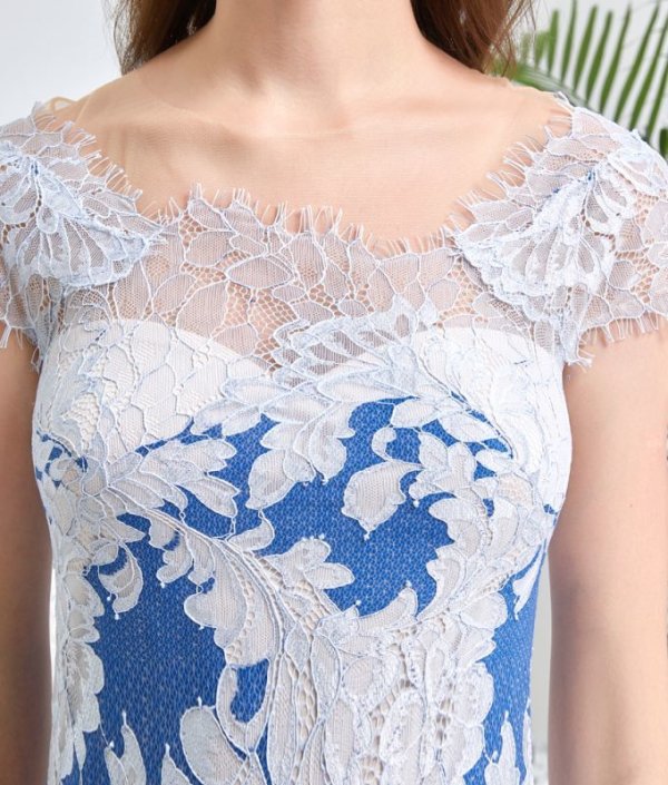 画像14: [送料無料][SETTAN]ピンク・ブルー・フレア・レース・花柄・キュート・ミディアムドレス・ワンピース[即日発送][大きいサイズあり] (14)