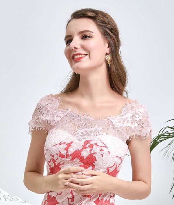 画像9: [送料無料][SETTAN]ピンク・ブルー・フレア・レース・花柄・キュート・ミディアムドレス・ワンピース[即日発送][大きいサイズあり] (9)